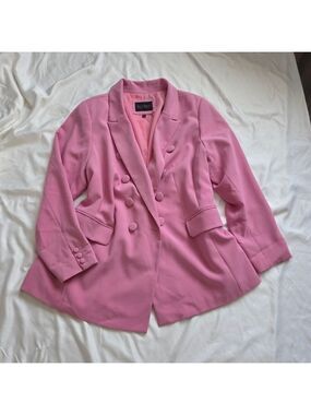 ELOQUII Barbiecore Pink Double Breasted Longline Blazer 22 Plus